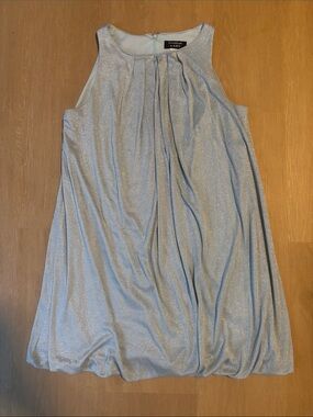 Essentials by ABS Light Blue Silver Sparkle Sleeveless Dress size 12